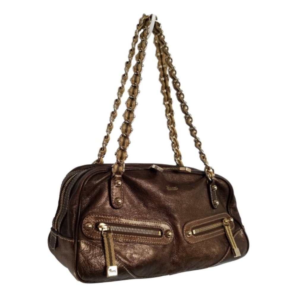 👜😍 Bronze Brown Leather Gucci Princy Boston Bag